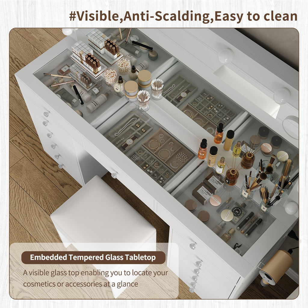 13-Drawer LED Mirror Vanity Desk