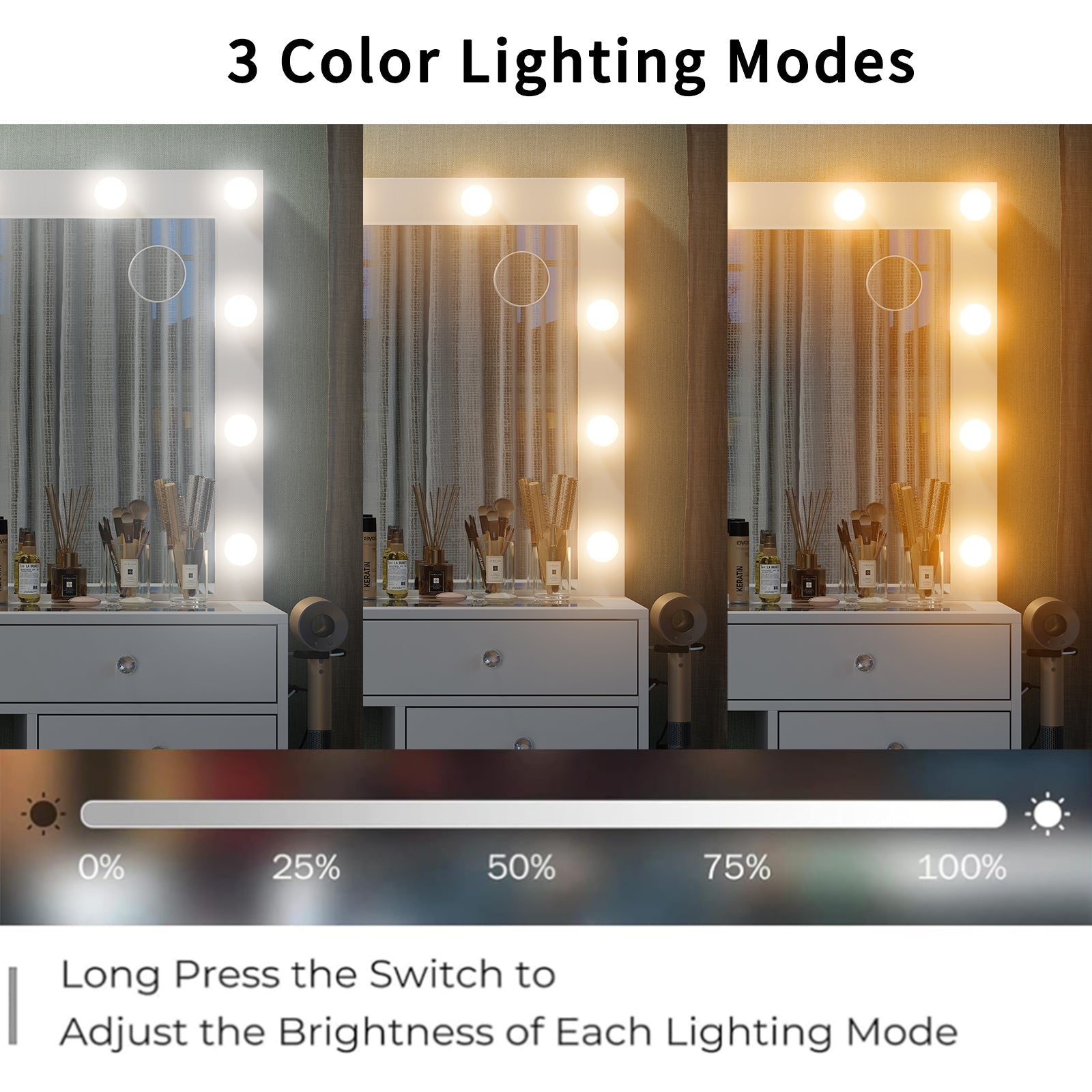 13-Drawer LED Mirror Vanity Desk