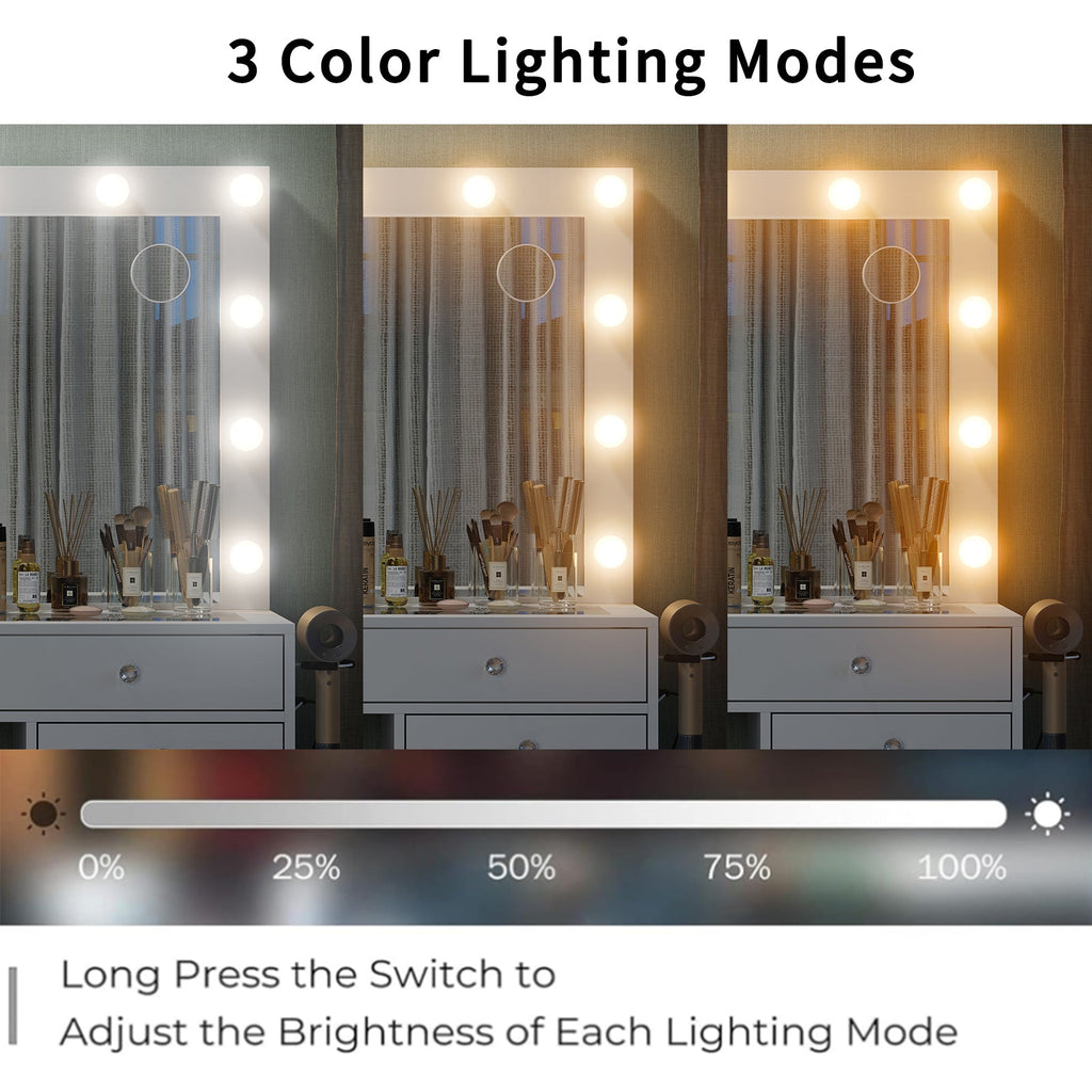 15-Drawer LED Mirror Vanity Desk