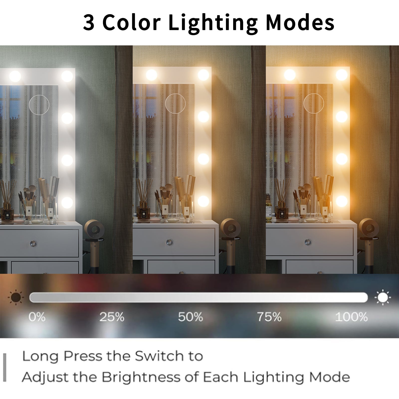 13-Drawer LED Mirror Vanity Desk