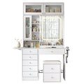 LED Mirror Vanity Desk with Stool White