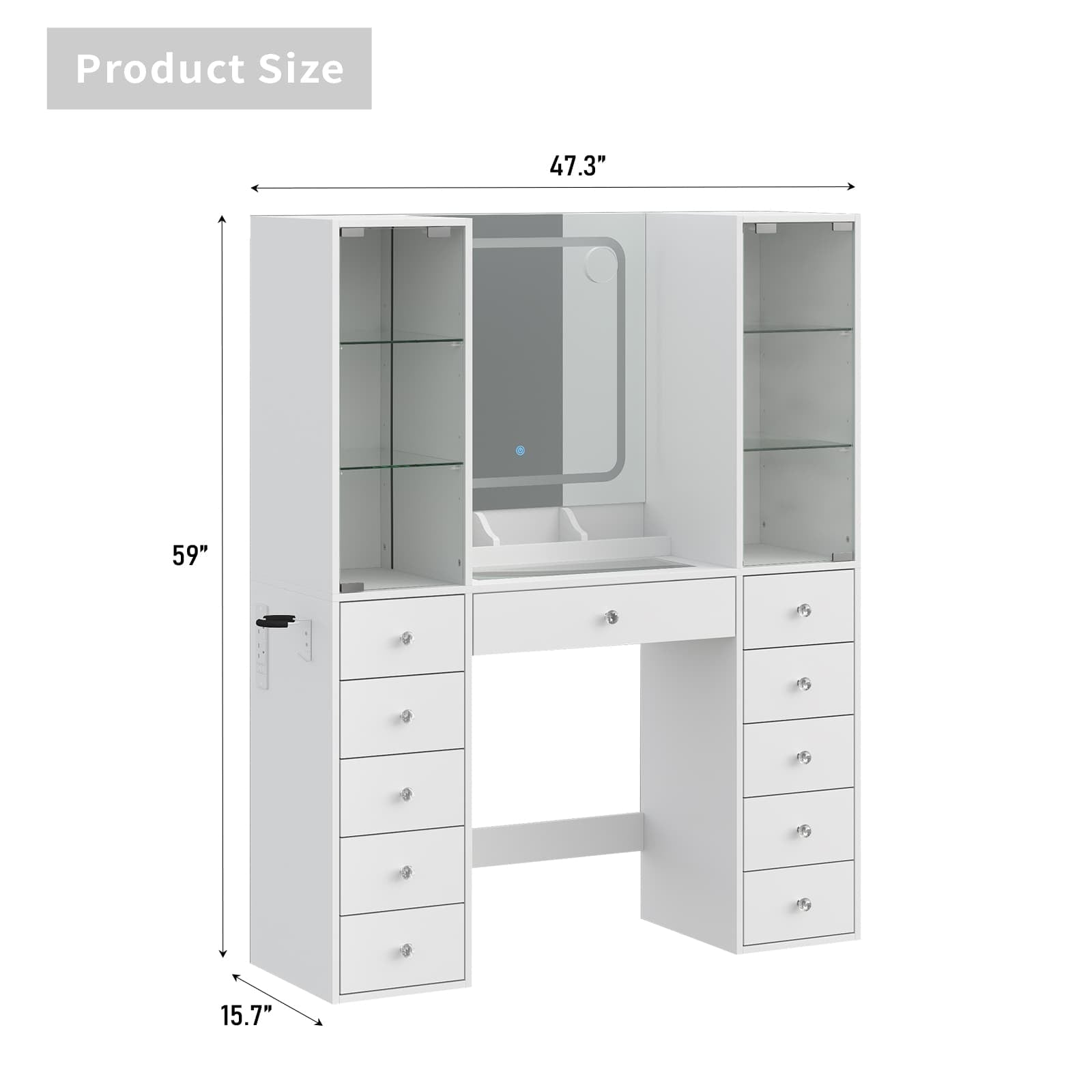 11-Drawer Mirror Vanity Desk