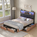 Yanosaku BF013 - BR Full/Queen/King Bed Frame with RGB LED Headboard, Charging, 6 Drawers, Upholstered, Heavy - Duty, Easy Assembly, No Box Spring - Yanosaku SotreFurnitureBF013-BR-2