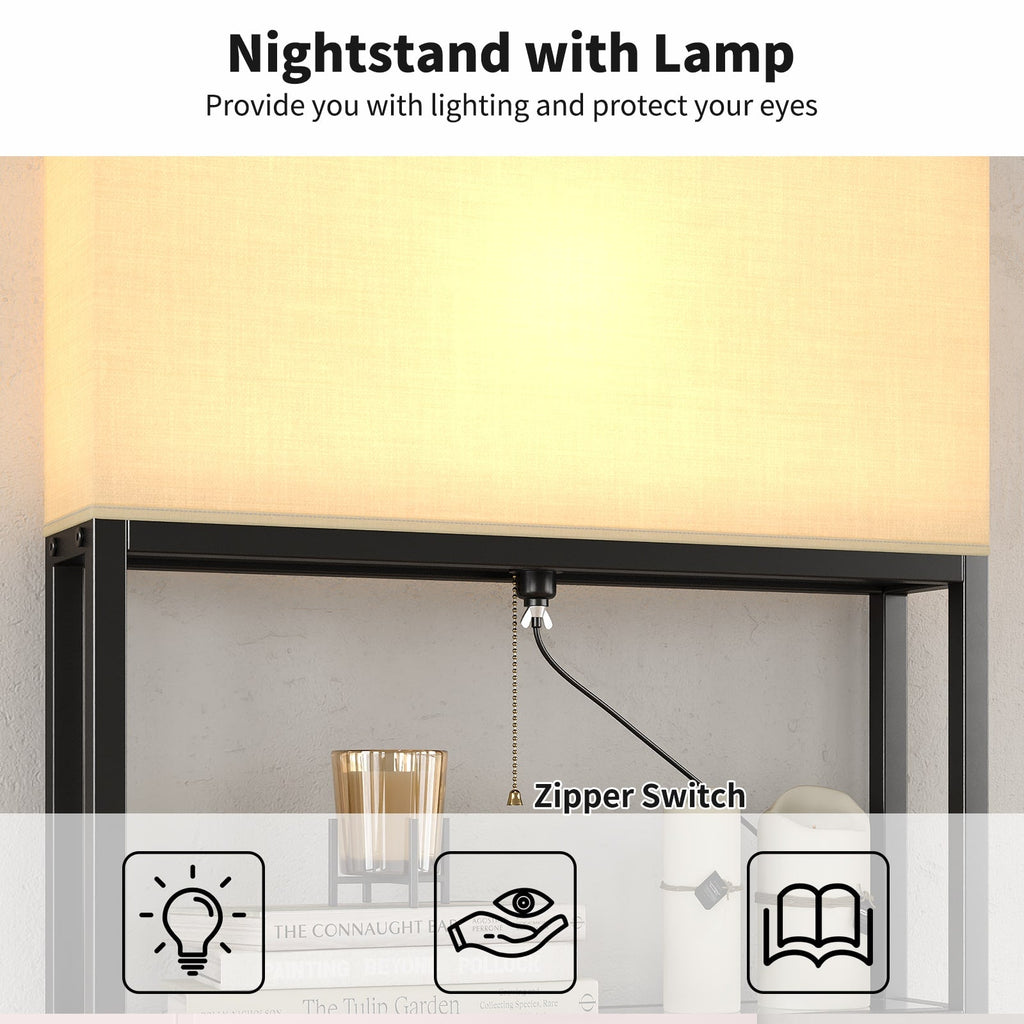 Yanosaku NS002 Nightstand Set of 2 with Charging Station, 3 Drawers - Yanosaku SotreFurnitureNS002 - NR - 2