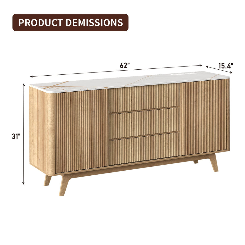 Yanosaku TS001 62" W Fluted Buffet Cabinet - Yanosaku SotreFurnitureTS001