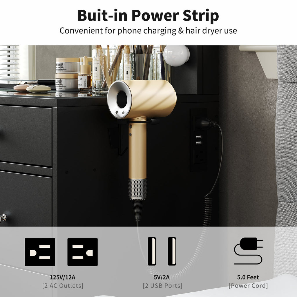 Yanosaku VD007 Bedroom Makeup Vanity desk with LED Mirror, 9 Drawers - Yanosaku SotreFurnitureVD007 - PK