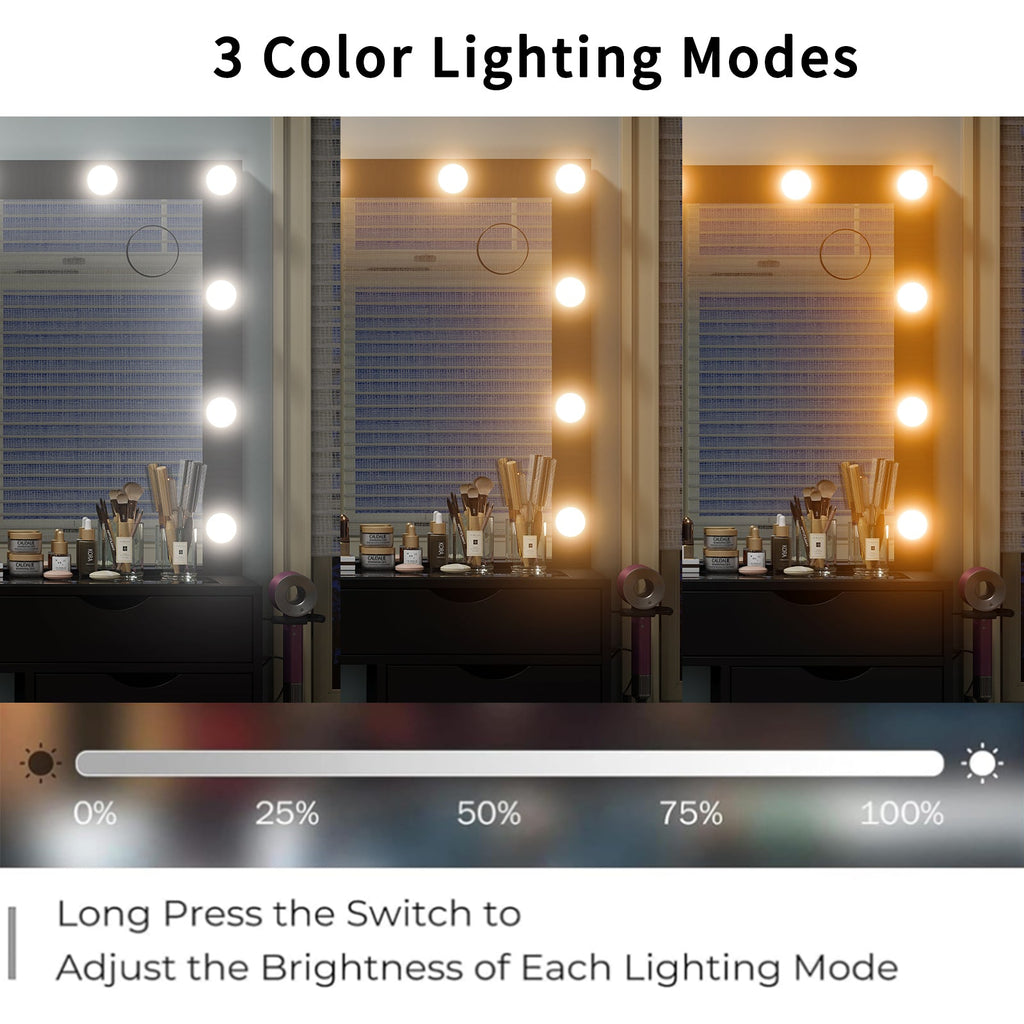 Yanosaku VD008 Bedroom Makeup Vanity desk with LED Mirro, 15 Drawers - Yanosaku SotreFurnitureVD008 - BL