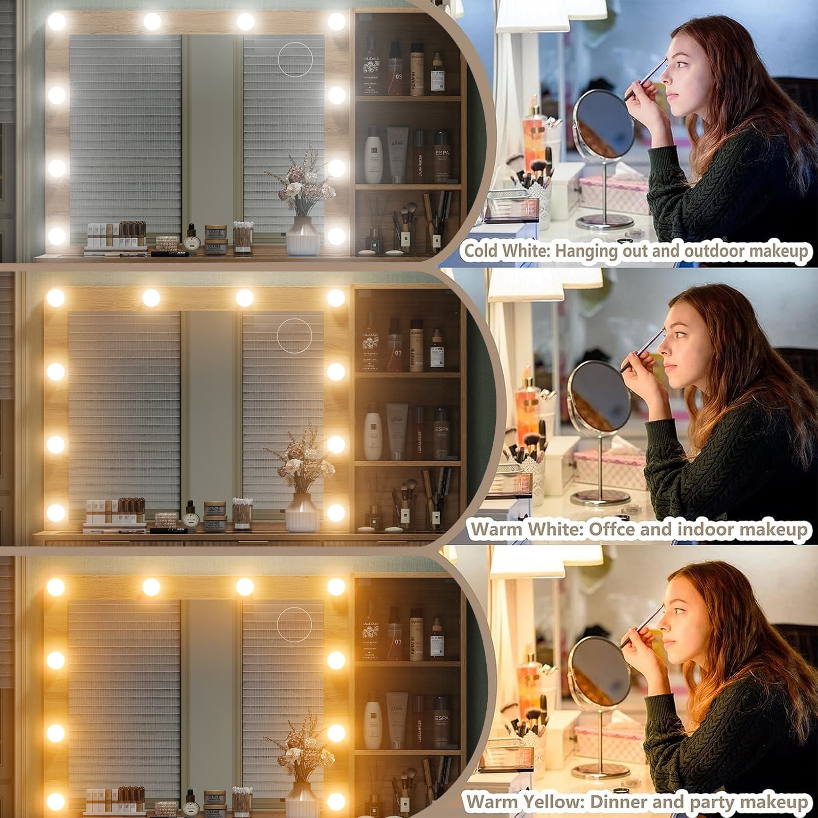 Yanosaku VD013 Bedroom Makeup Vanity desk with LED Mirror, 7 Drawers - Yanosaku SotreFurnitureVD013