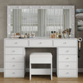 Yanosaku VD015 55''W White Vanity Set, LED Mirror, 11 Drawers - Yanosaku SotreFurnitureVD015 - WH