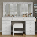 Yanosaku VD016 Bedroom Makeup Vanity desk with LED Mirror, 13 Drawers - Yanosaku SotreFurnitureVD016 - WH
