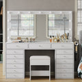 Yanosaku VD017 Bedroom Makeup Vanity desk with LED Mirror, 15 Drawers - Yanosaku SotreFurnitureVD017 - WH