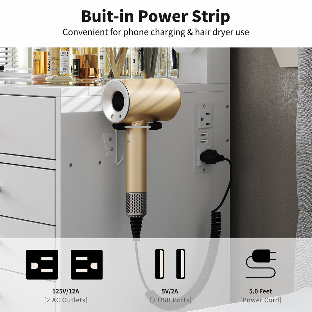 Yanosaku VD017 White Vanity Set, LED Mirror, 15 Drawers - Yanosaku SotreFurnitureVD017