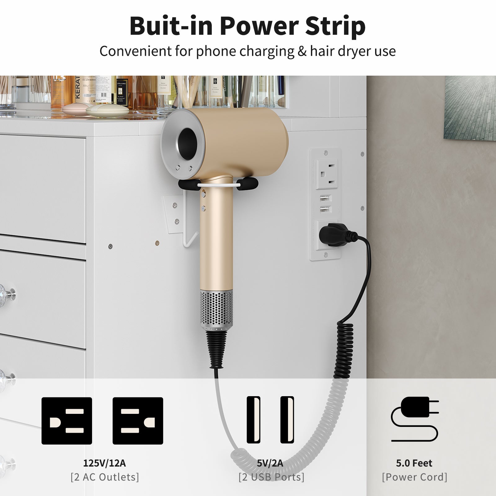 Yanosaku VD019 Modern White Vanity Set, LED Mirror, 15 Drawers - Yanosaku SotreFurnitureVD019 - WH