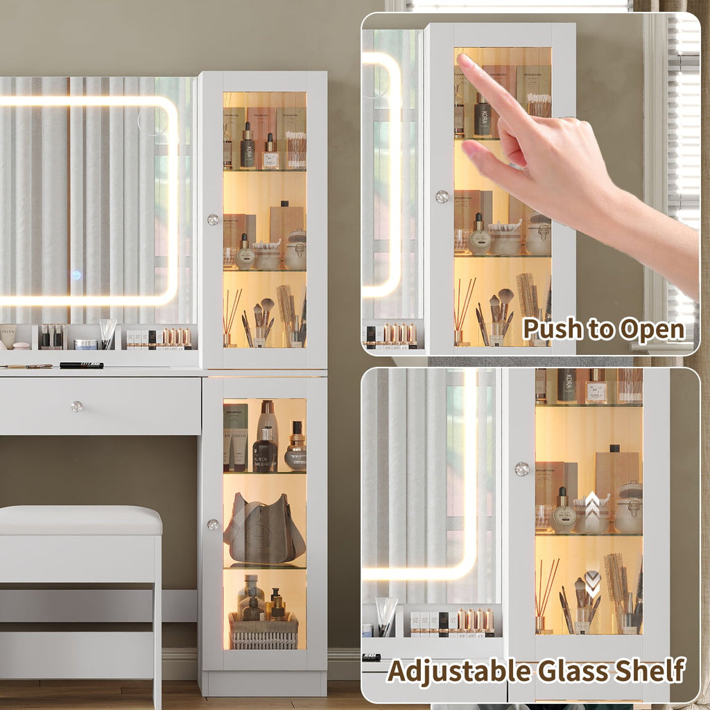 Yanosaku VD036 Bedroom Makeup Vanity desk with mirror, 6 Drawers - Yanosaku SotreFurnitureVD036 - WH